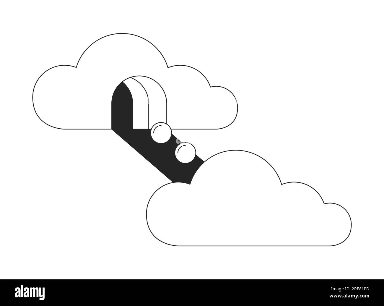 Surrealism clouds bw concept vector spot illustration Stock Vector