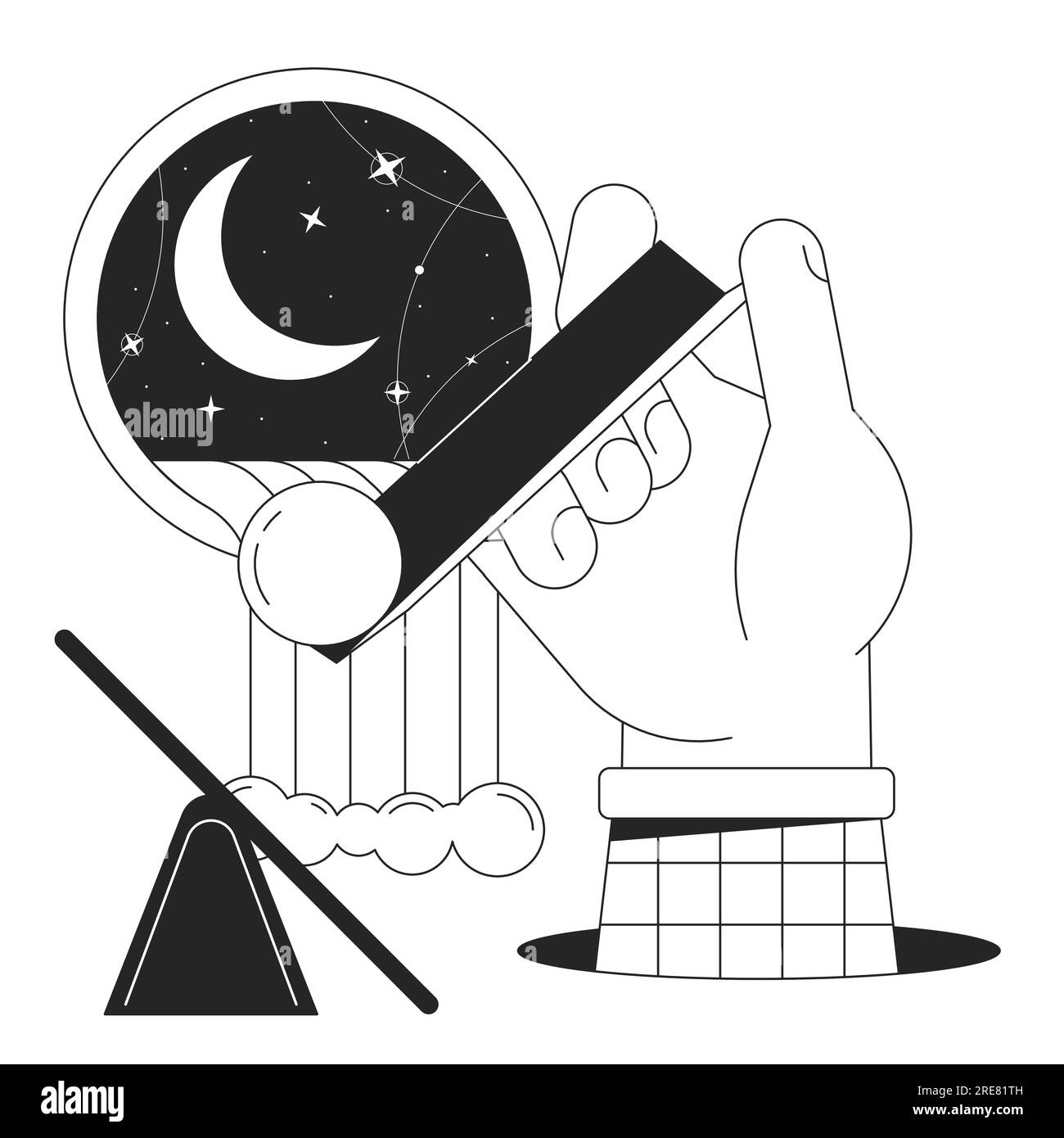 Surreal esoteric bw concept vector spot illustration Stock Vector