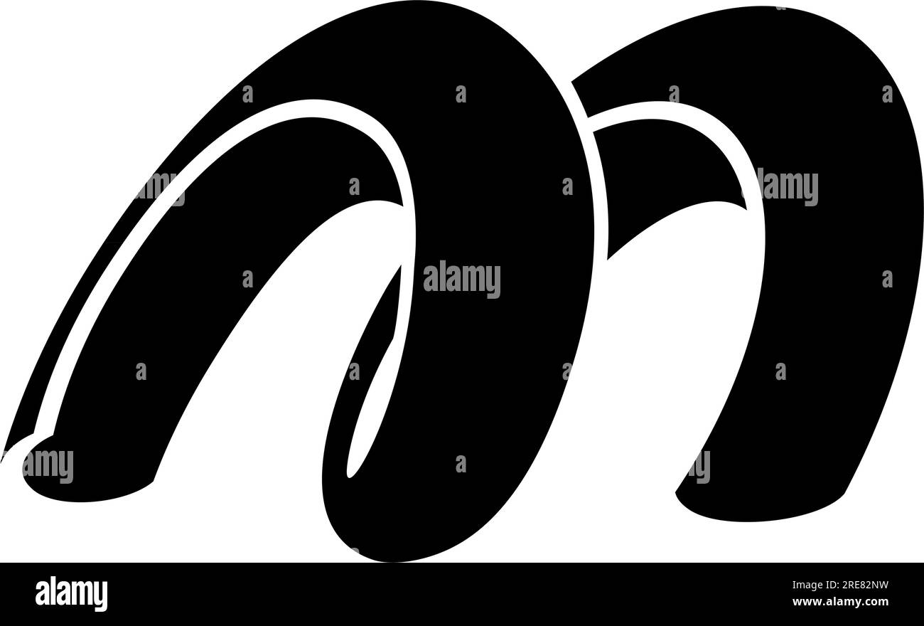 Black Spring Shaped Letter M Icon on a White Background Stock Vector ...