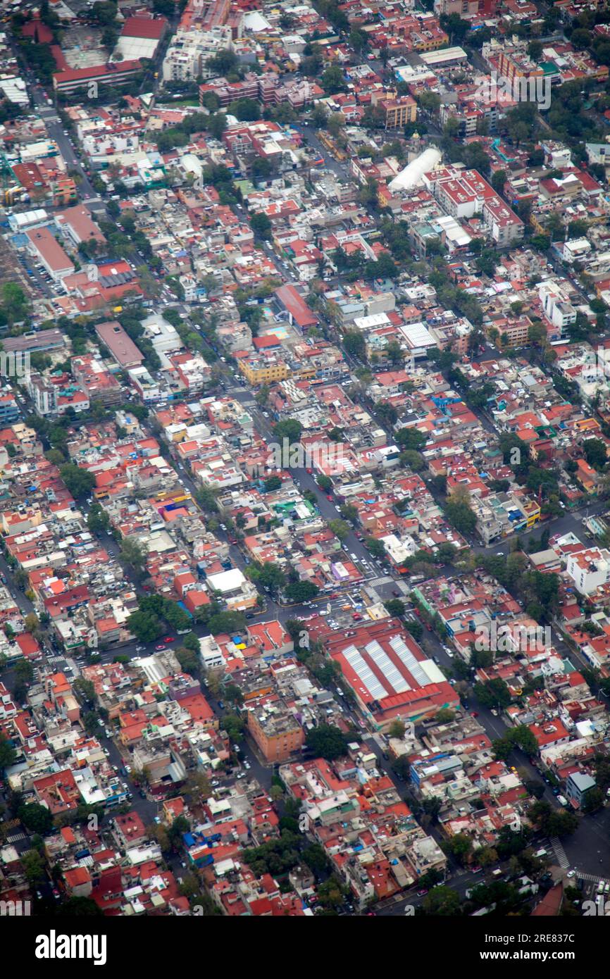 Flying over Mexico City - Mexico Stock Photo