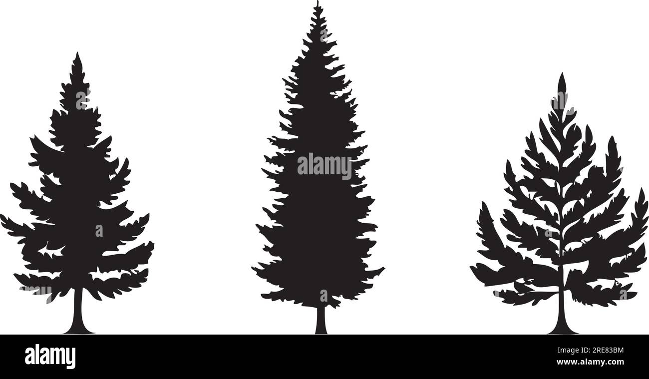 set of fir tree silhouette isolated vector Stock Vector Image & Art Alamy