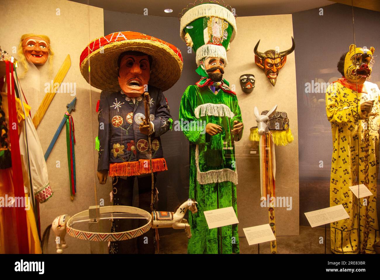 Folk Costumes on Display at  Museo Nacional de Antropología in Mexico City, Mexico. Stock Photo