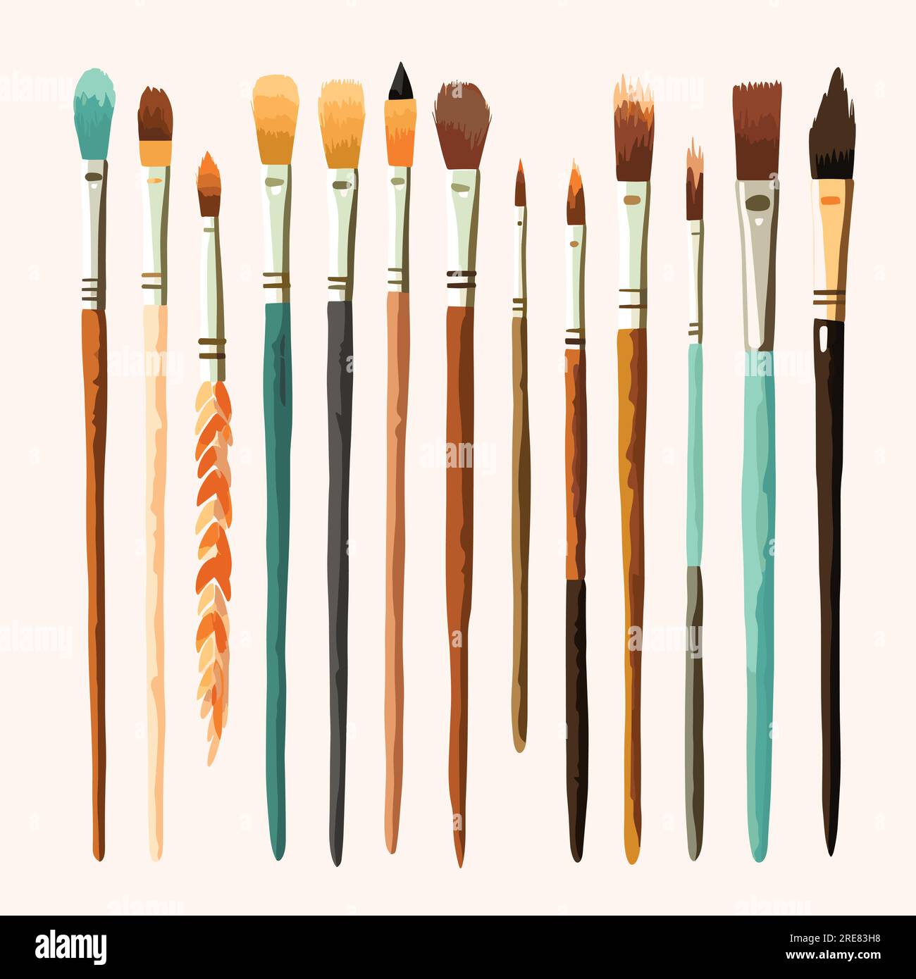 watercolor brushes set vector flat minimalistic isolated Stock Vector ...