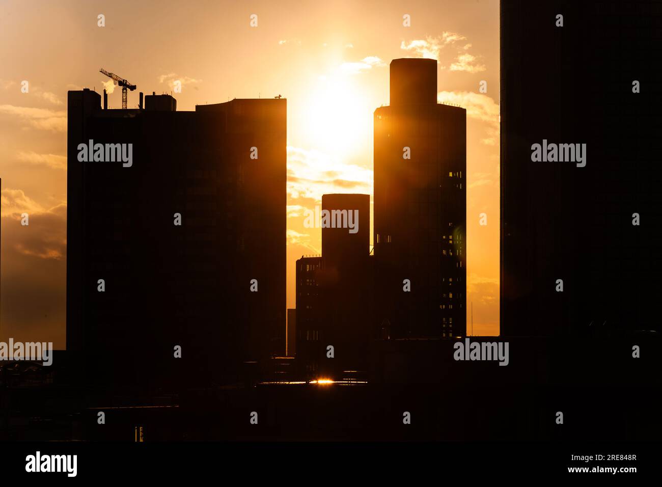 sunset with skyscraper in Frankfurt am Main downtown Stock Photo - Alamy