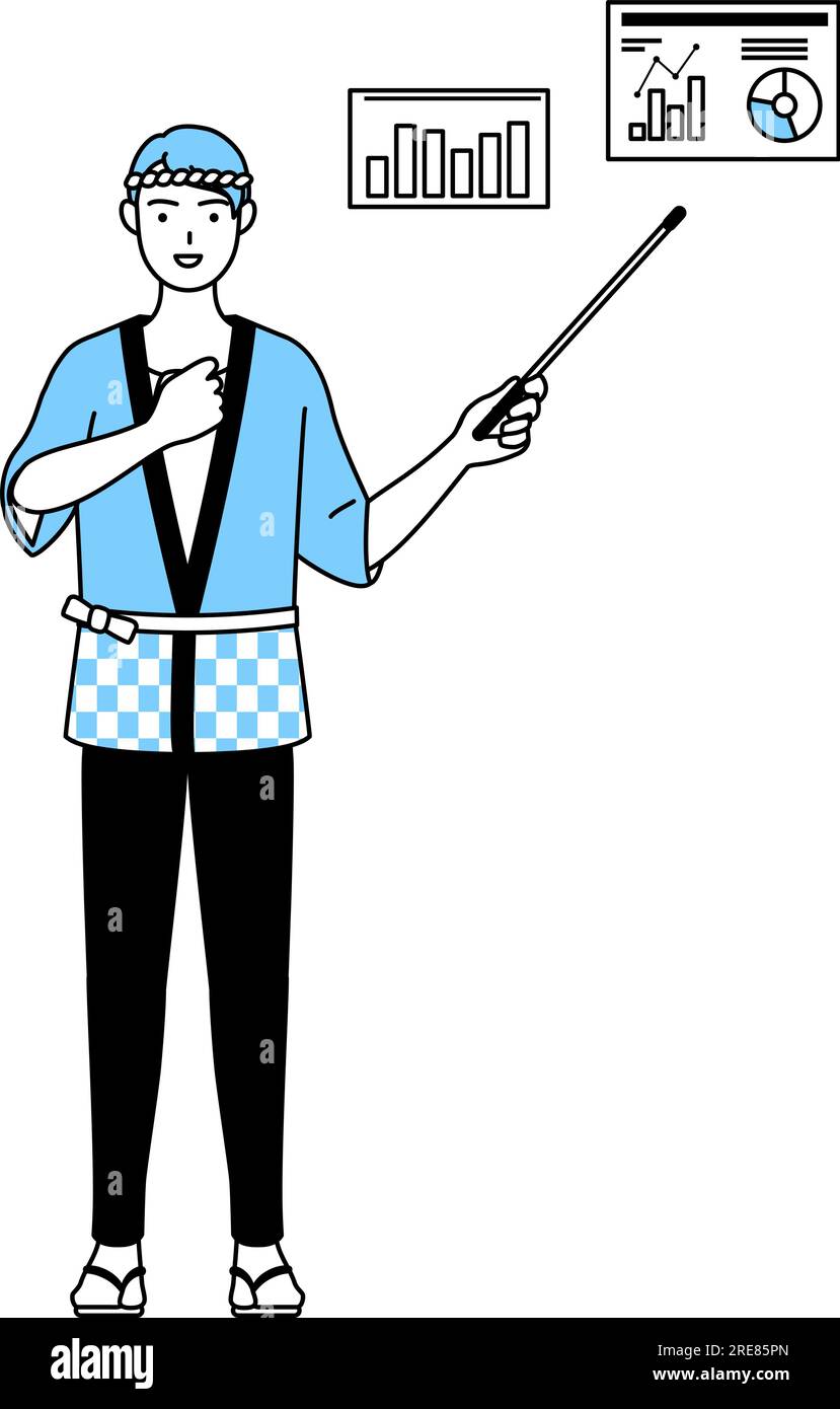 Man wearing Happi coat for summer festivals analyzing a performance ...