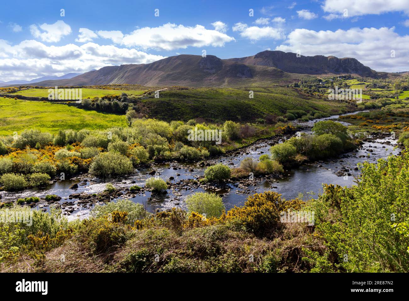 Sceniv view from River Caragh viewing point, on the Ring of Kerry, Ballintleave, Kerry, Republic of Ireland Stock Photo