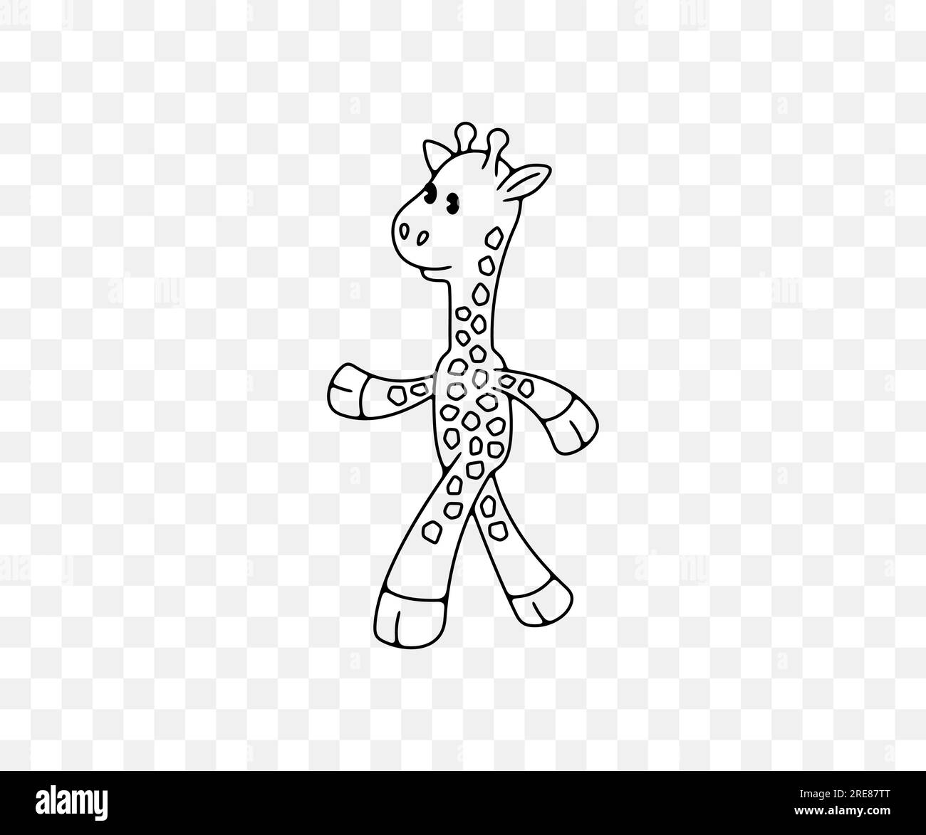 Giraffe cartoon character, animals, african savannah, linear graphic design. Nature, wildlife, safari, zoo, wilderness and fauna, vector design Stock Vector