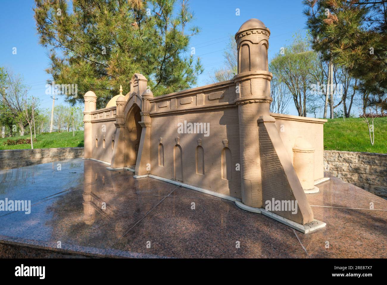 A view of the Arystan Bab complex. A diorama, model recreation at the Ethno Historic Complex in Shymkent, Kazakhstan. Stock Photo