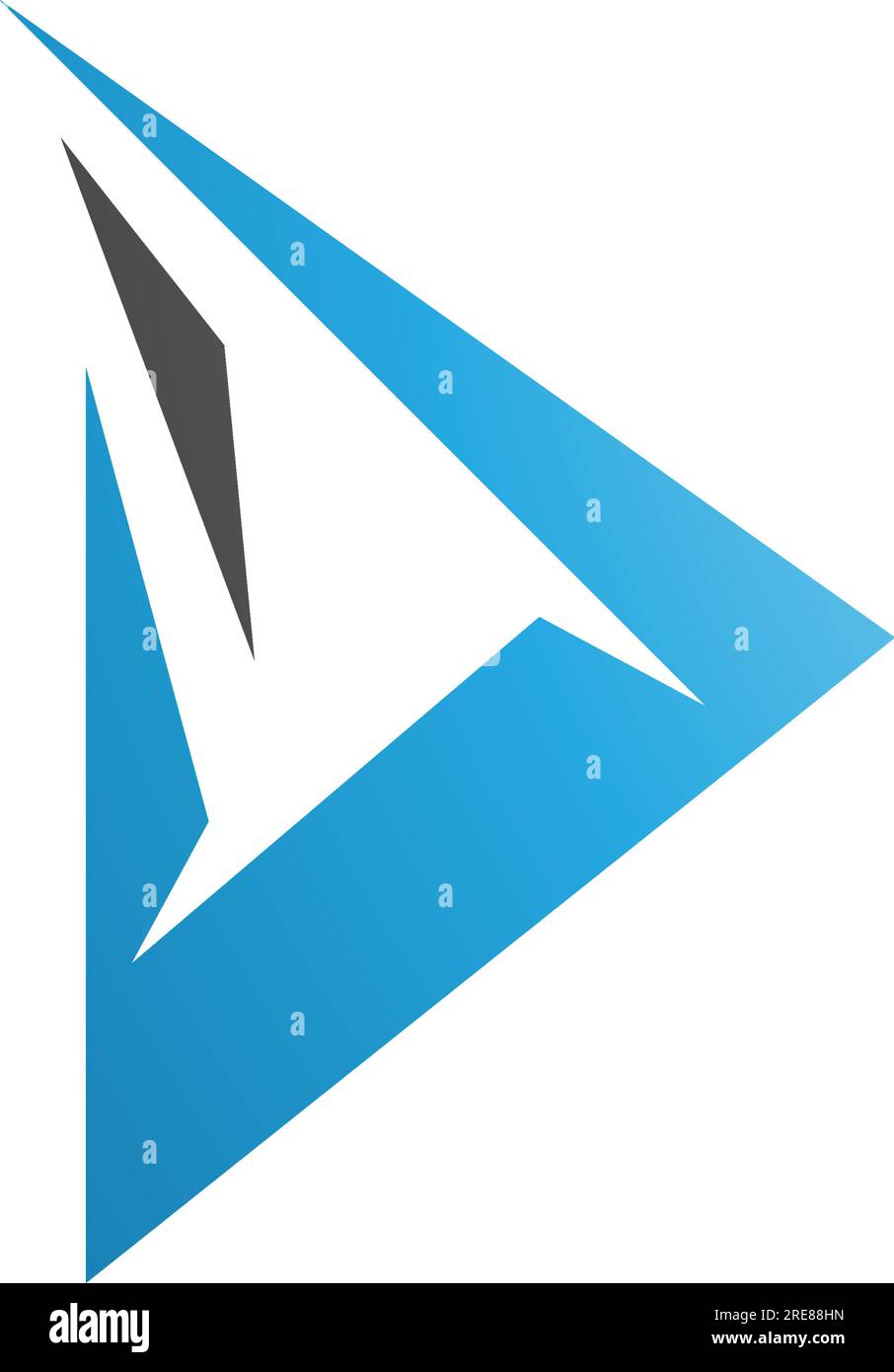 Black and Blue Spiky Triangular Letter D Icon on a White Background Stock Vector