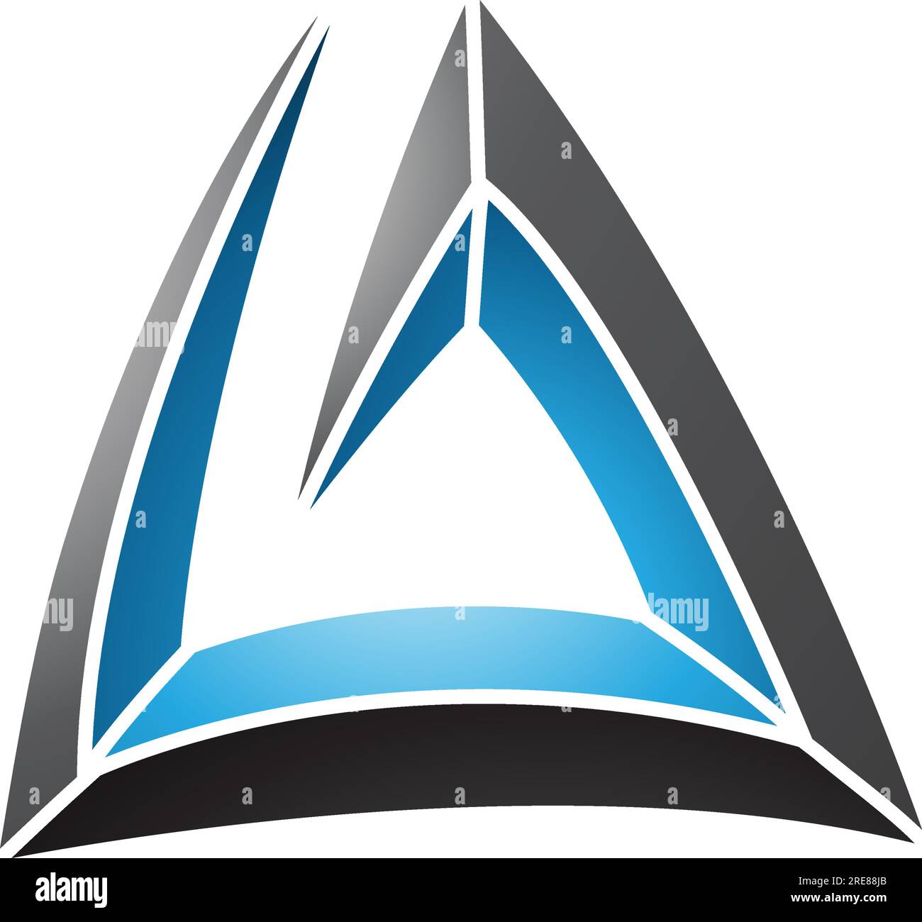 Black and Blue Triangular Spiral Letter A Icon on a White Background ...