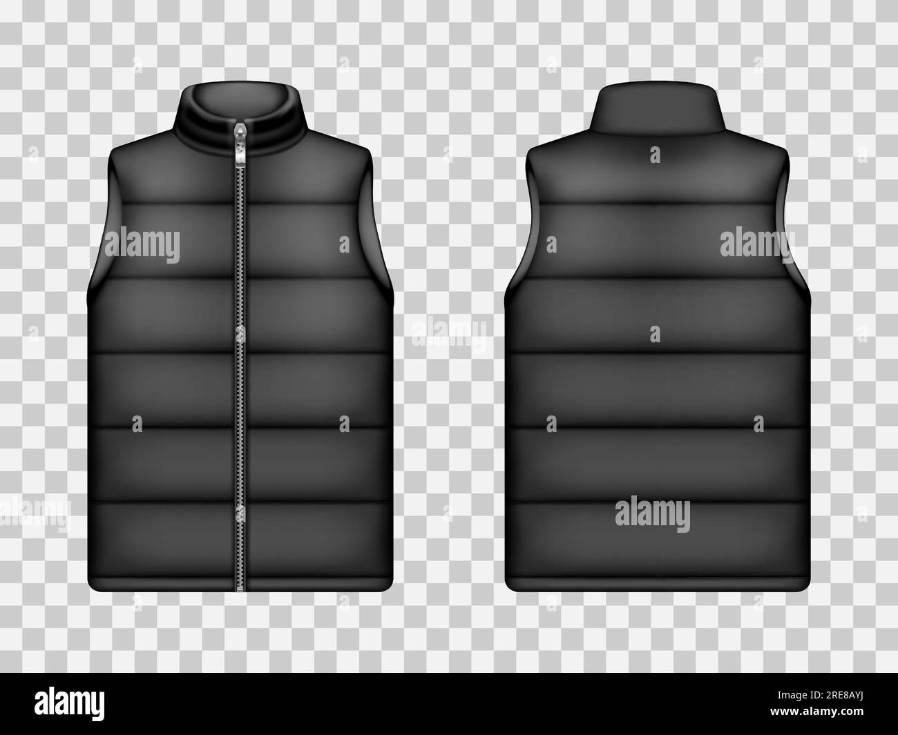 Sleeveless jacket, puffer vest. Black down waistcoat front and back ...