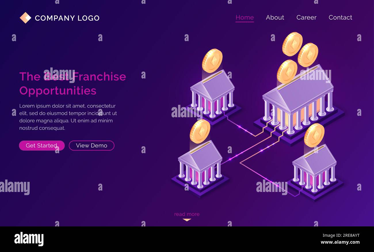 Franchise opportunities isometric landing page. Franchising business branch  expansion, marketing system etherium cryptocurrency mining, Small enterpri  Stock Vector Image & Art - Alamy