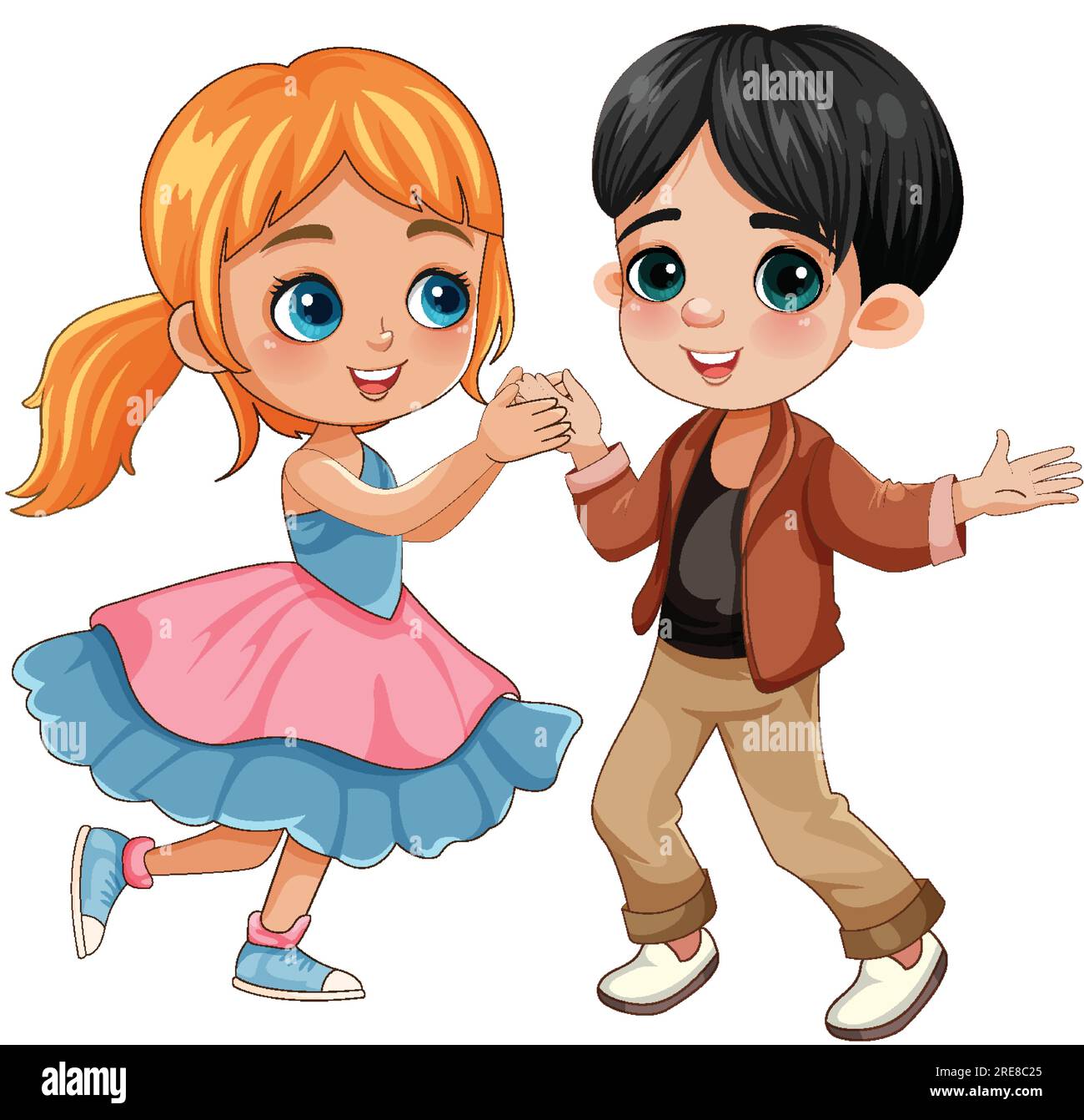 Couple kid different race dancing together illustration Stock Vector ...