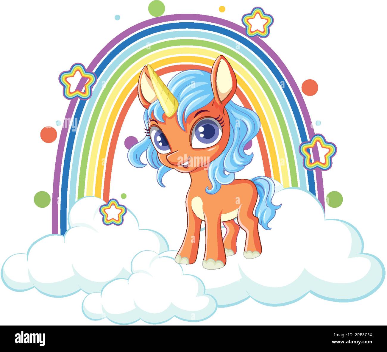 Unicorn on cloud with rainbow illustration Stock Vector Image & Art - Alamy