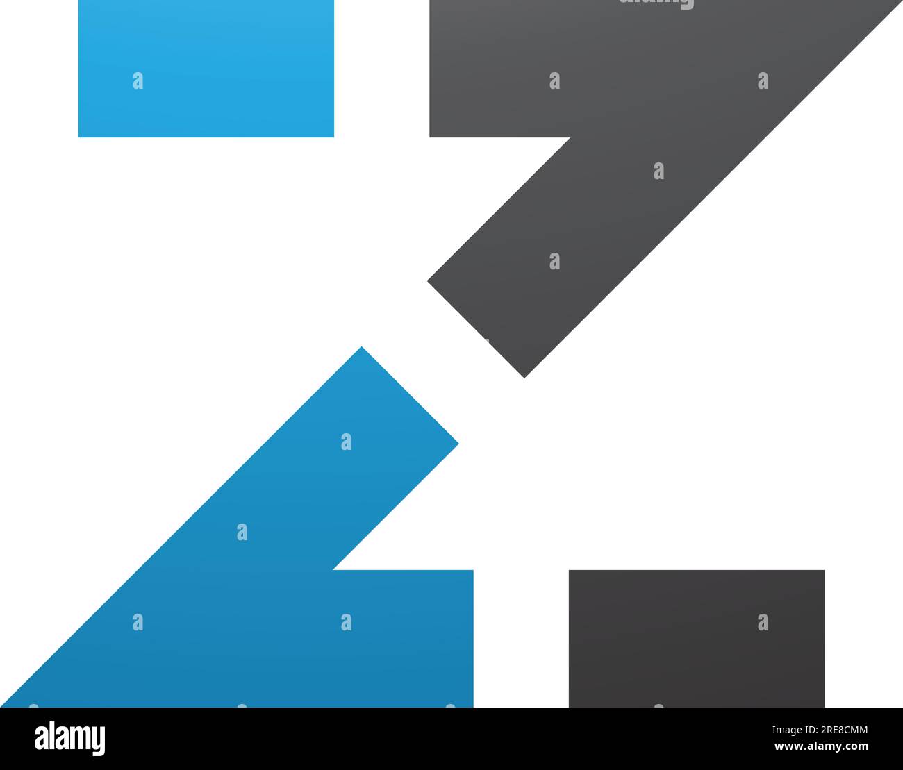 Blue and Black Dotted Line Shaped Letter Z Icon on a White Background ...