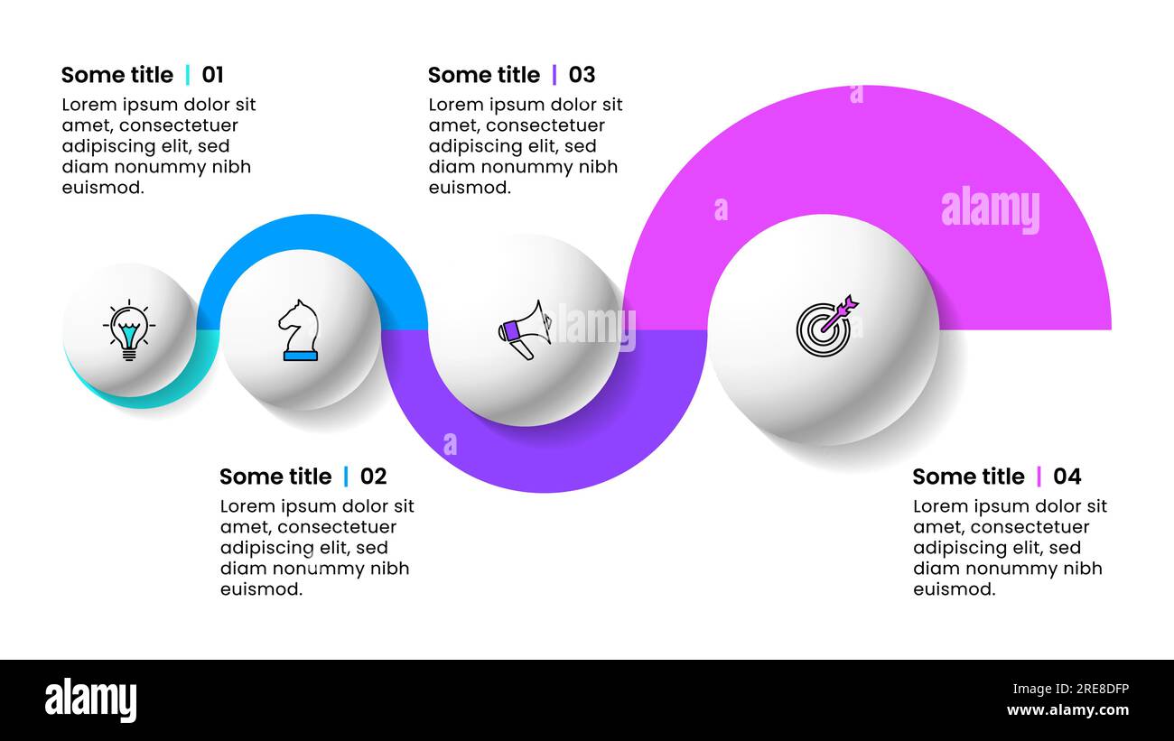 Infographic template with icons and 4 options or steps. Abstract line ...