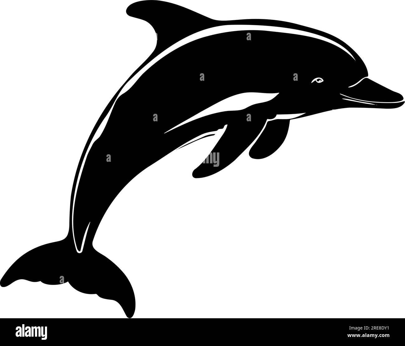 Jumping dolphin silhouette isolated. Vector illustration Stock Vector