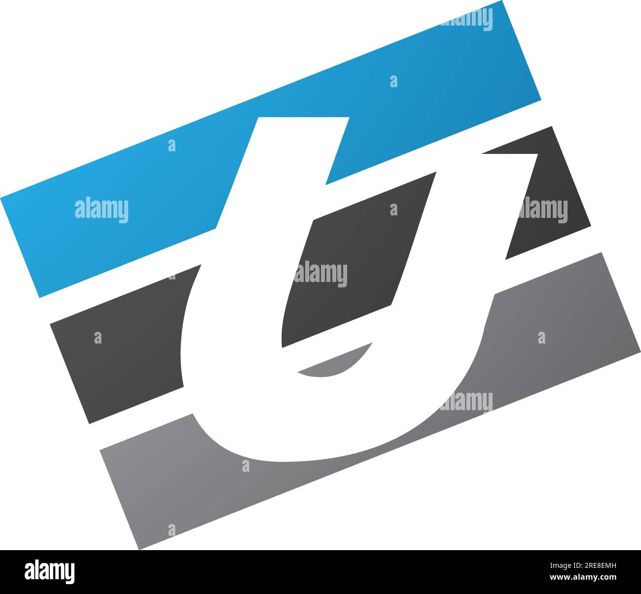 Blue and Black Rectangular Shaped Letter U Icon on a White Background ...