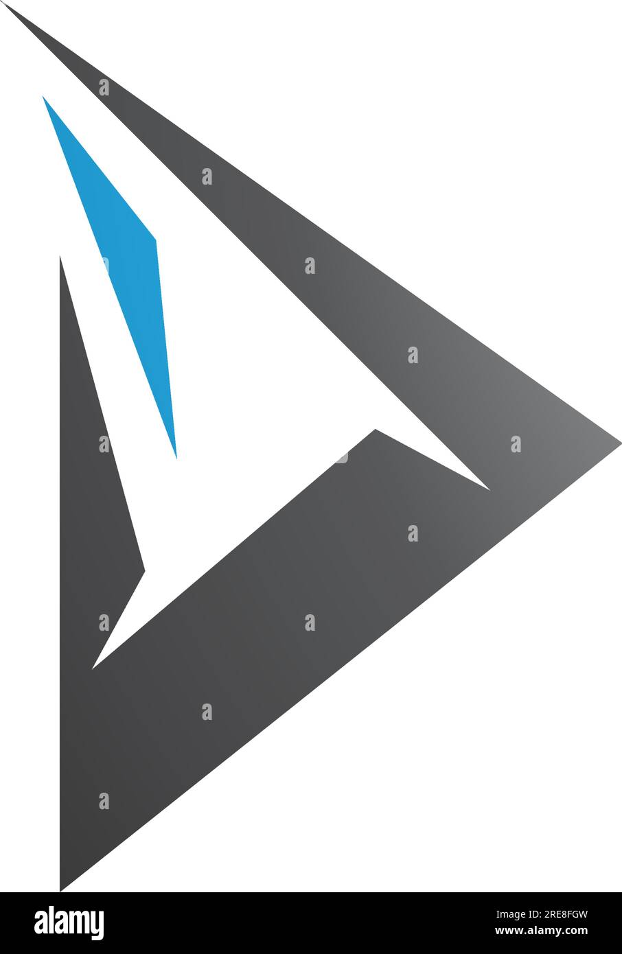 Blue and Black Spiky Triangular Letter D Icon on a White Background Stock Vector
