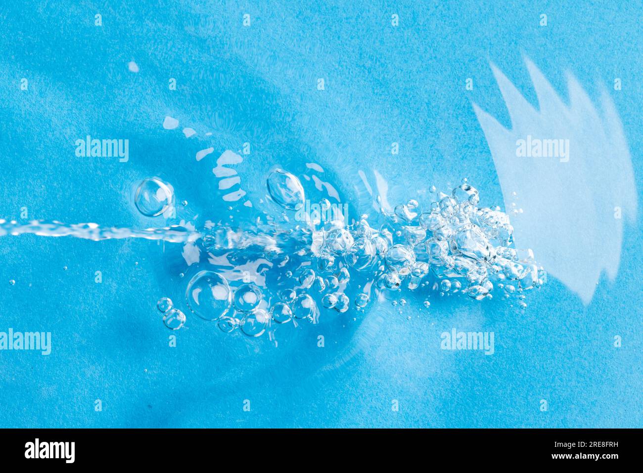 Close up of air bubbles, water ripples and waves with copy space on