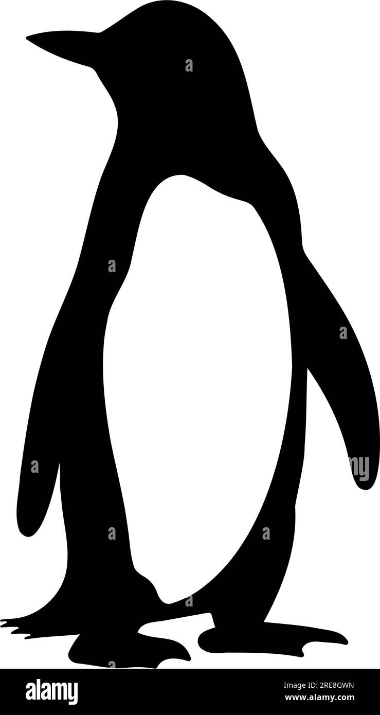 Penguin standing silhouette. Vector illustration Stock Vector Image