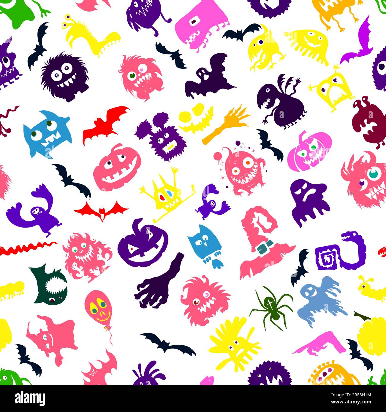 Seamless pattern halloween monsters. Vector illustration Stock Vector