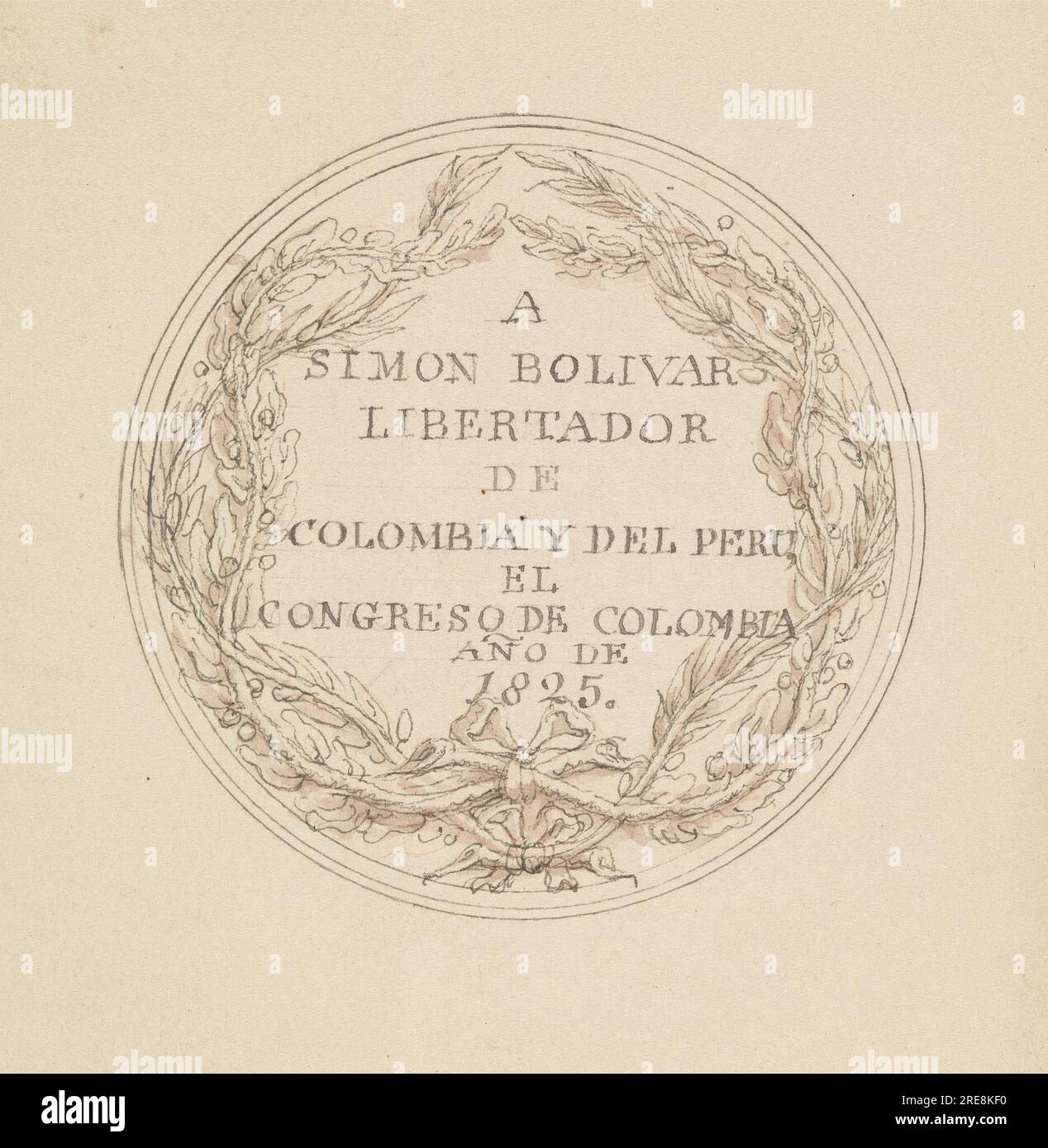 Design for Commemorative Medallion for Simon Bolivar by Edward Francis Burney Stock Photo