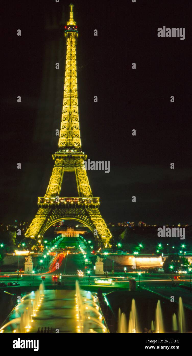 The Eiffel Tower at night Paris France Stock Photo