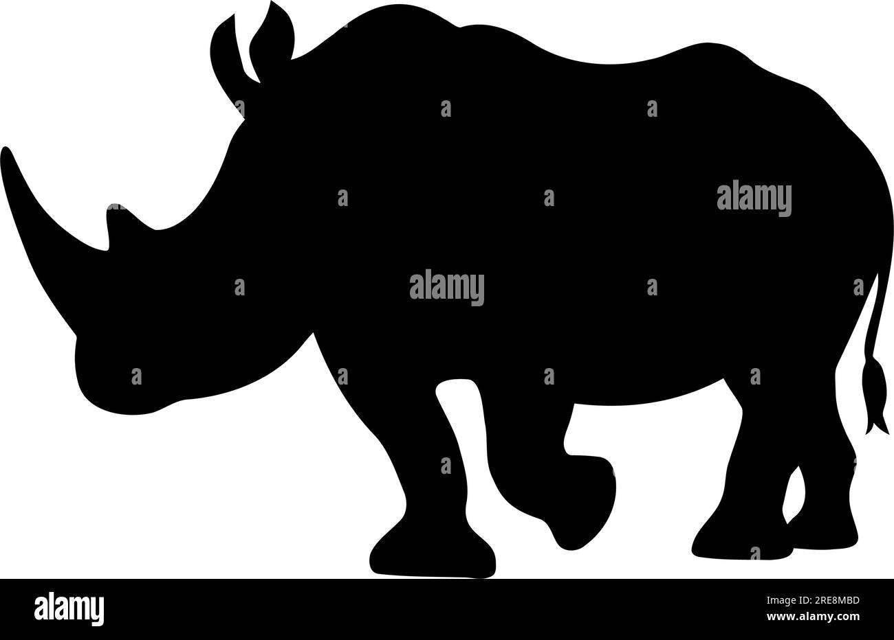 Rhino walking silhouette. Vector illustration Stock Vector