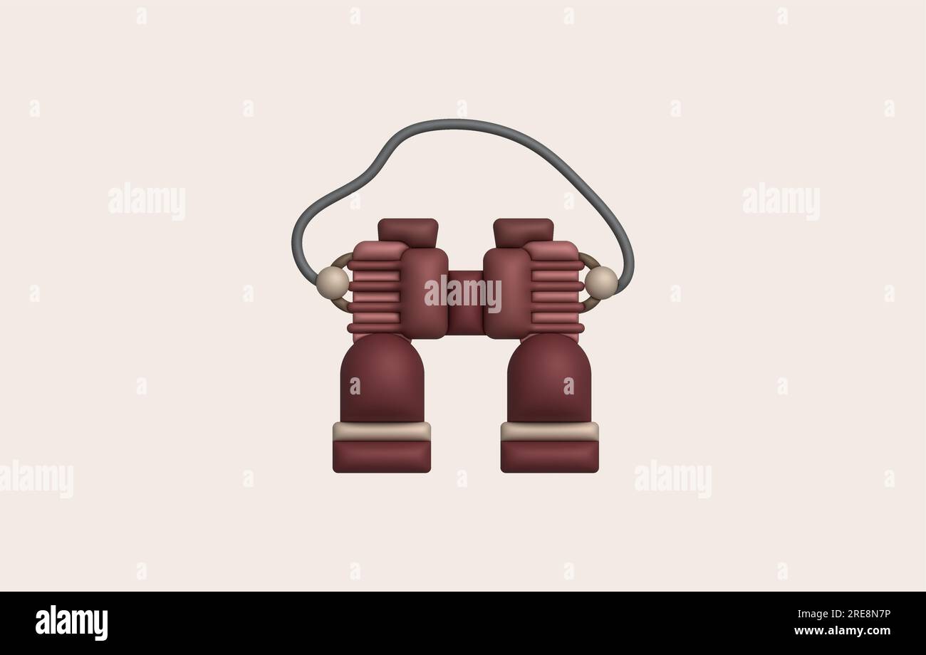 3d illustration Optical instruments for viewing distant. binoculars, spyglass. Stock Vector