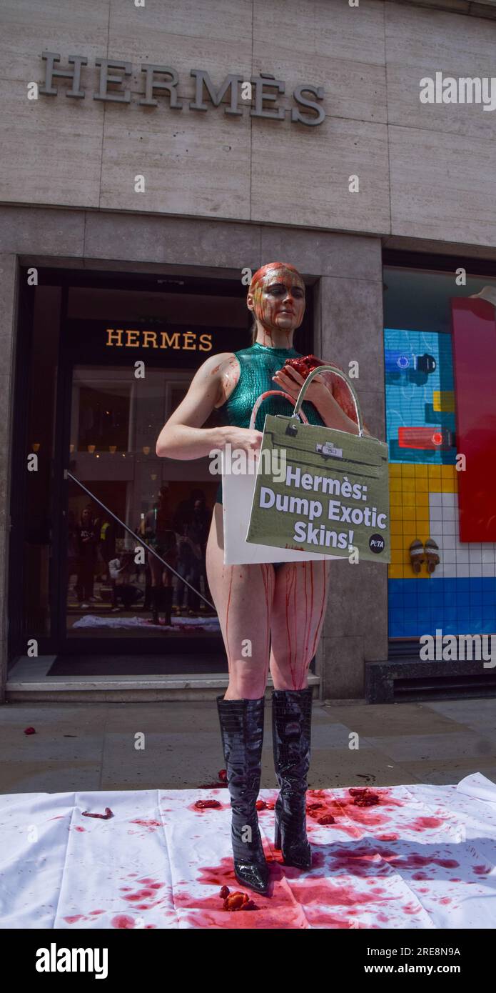 Topless Dead Ostrich Protest Outside London Hermès