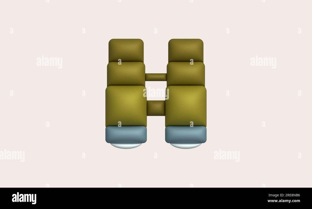 3d illustration Optical instruments for viewing distant. binoculars, spyglass. Stock Vector