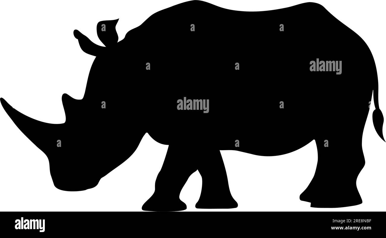Rhino standing silhouette. Vector illustration Stock Vector