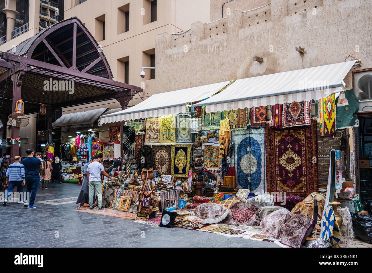 Dubai, UAE April 16, 2023. Photo of a Dubai rug merchant's store at