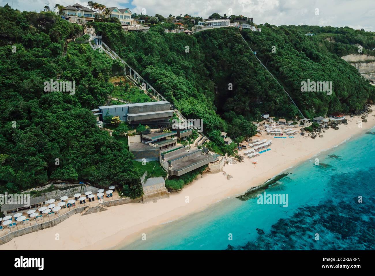 Aerial view of ocean and luxury beach resort in Bali Stock Photo