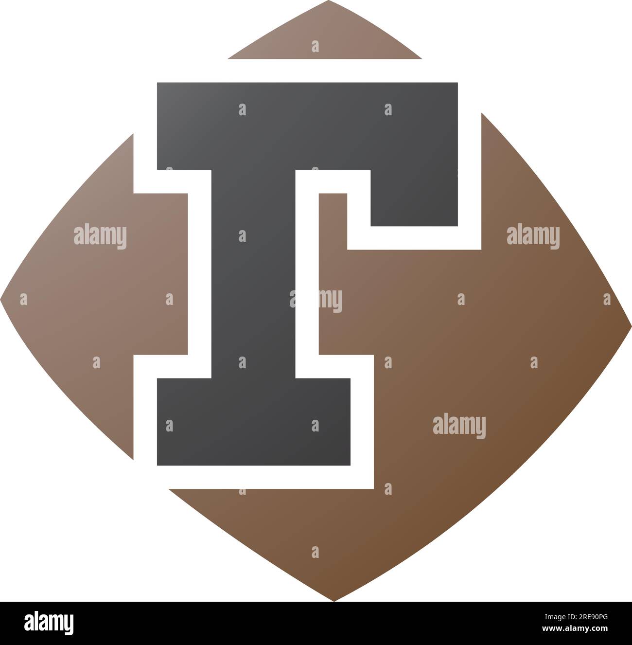 Brown and Black Bulged Square Shaped Letter R Icon on a White ...