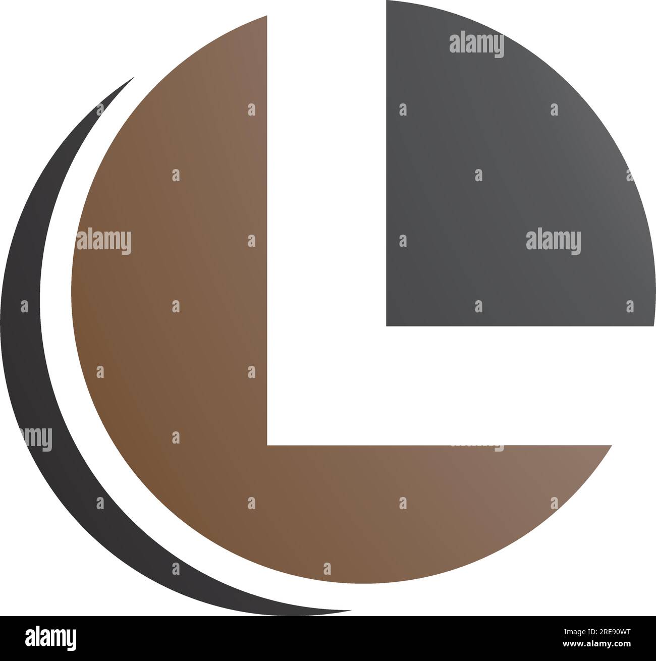 Brown and Black Circle Shaped Letter L Icon on a White Background Stock ...
