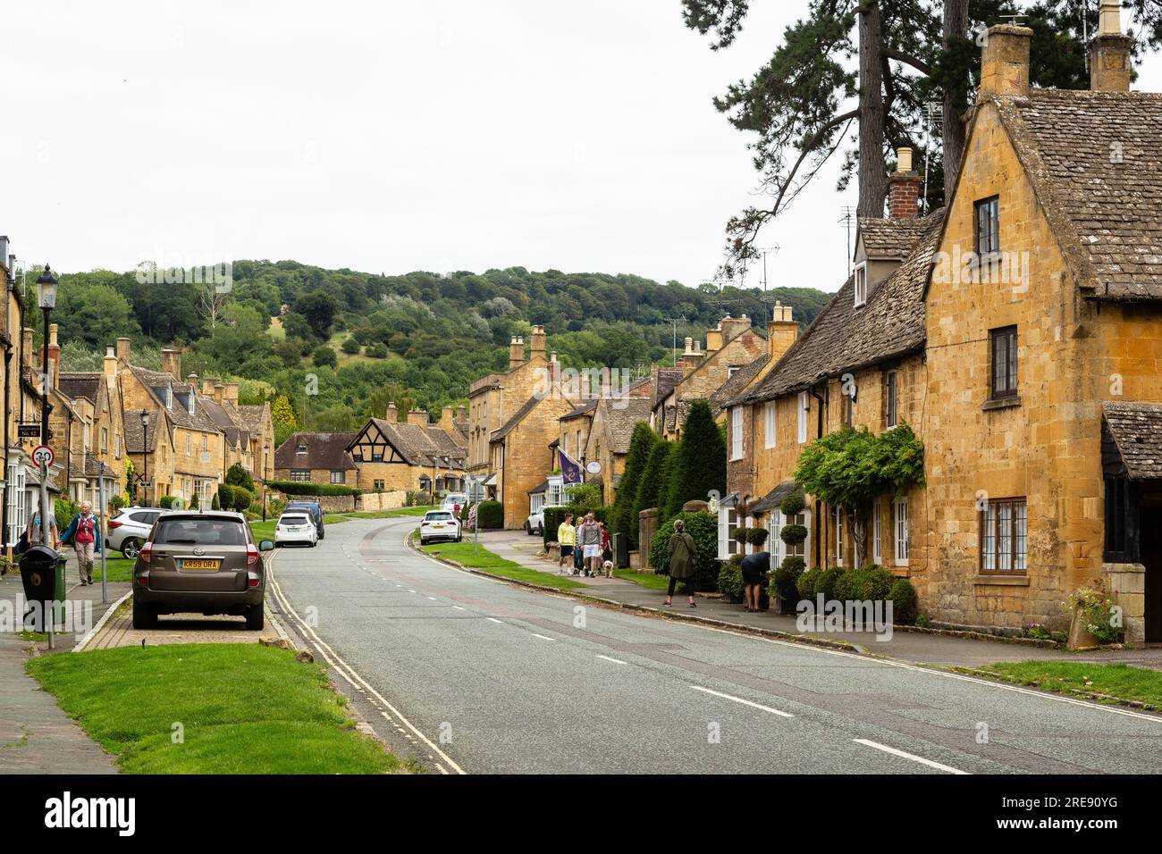 The village of Broadway, Worcestershire, England, in the Cotwolds Area of Oustanding Natural Beauty. Stock Photo