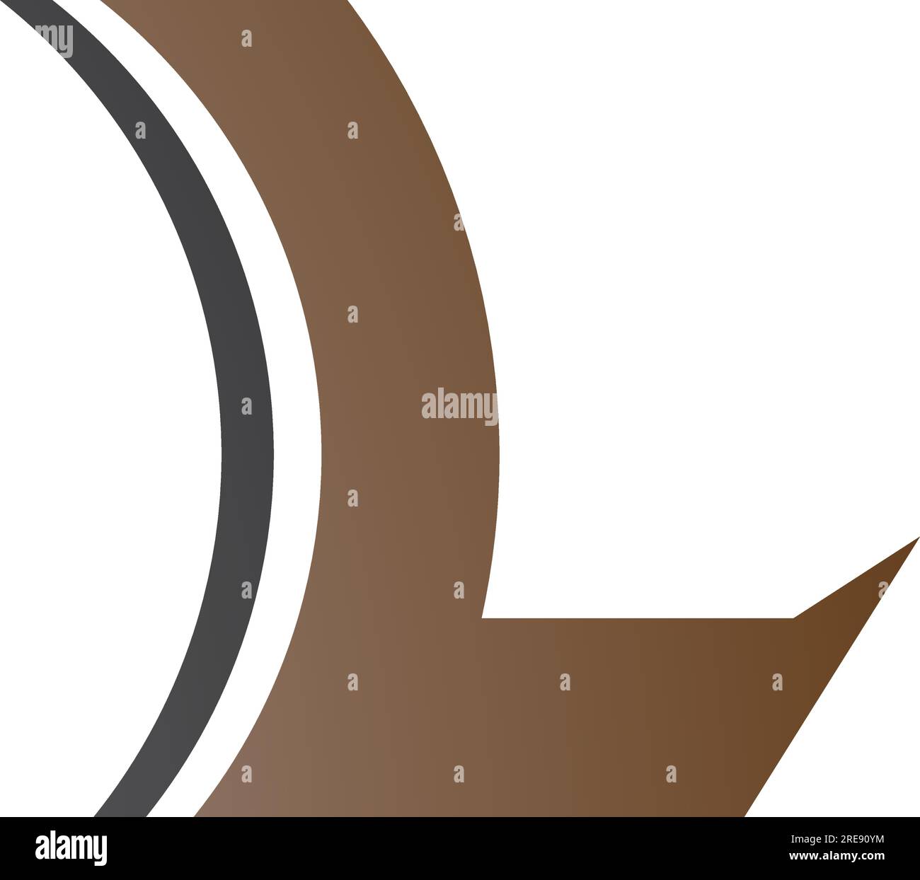 Brown and Black Concave Lens Shaped Letter L Icon on a White Background ...