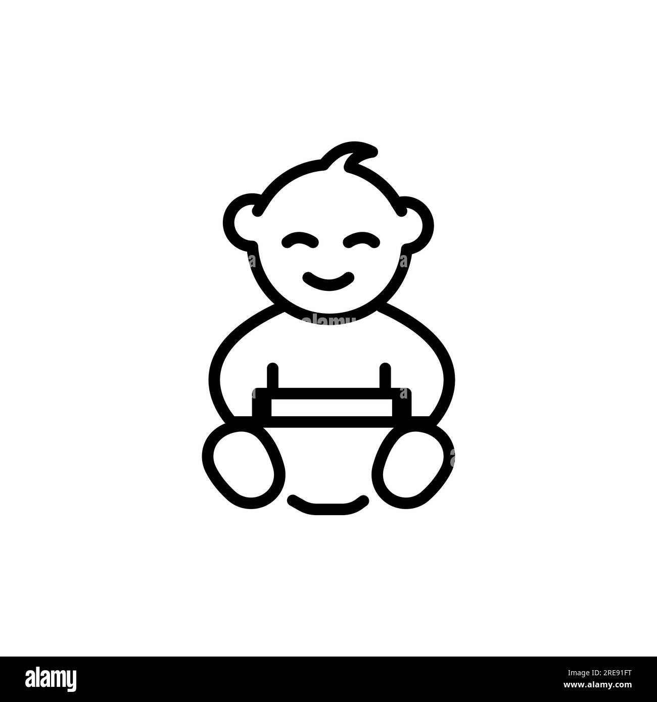 Cute Baby boy outline white black Smile Logo icon designs Template Stock Vector