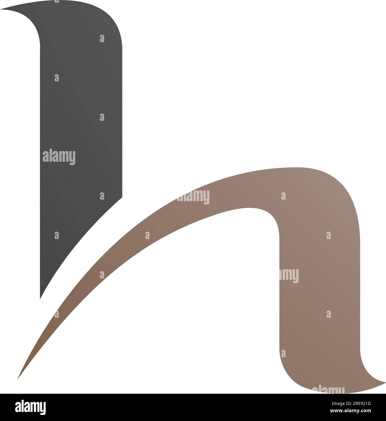 Brown and Black Letter H Icon with Round Spiky Lines on a White ...
