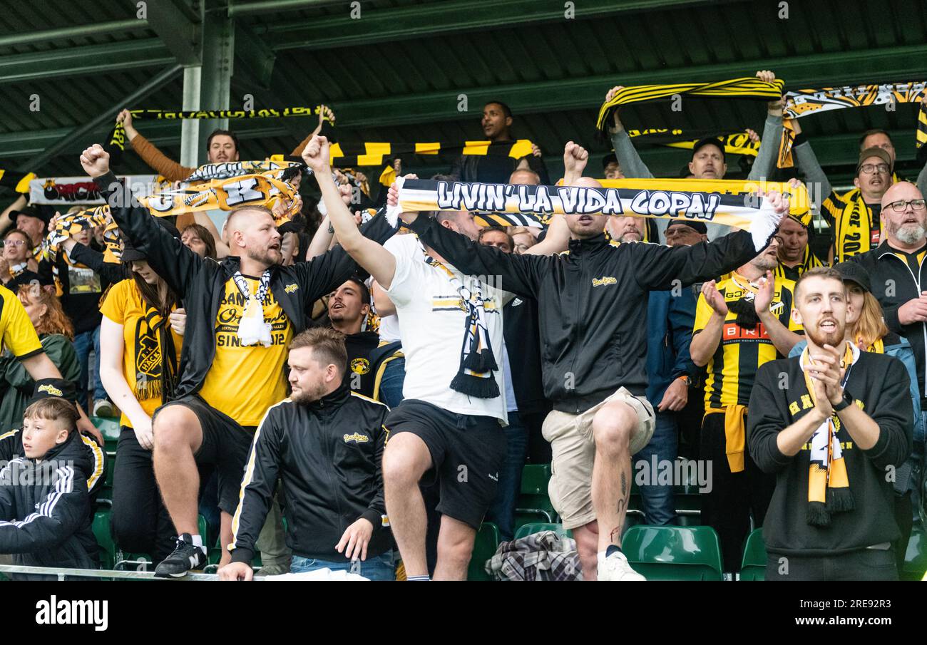 Park Hall, Oswestry, Shropshire, England, 18th July 2023. BK Häcken's fans celebrates their