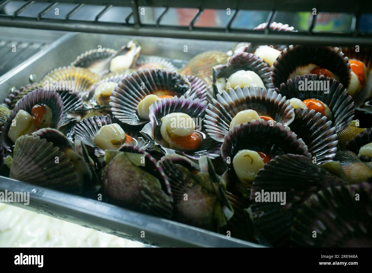 Fresh scallops at the Surquillo market in Lima, Peru Stock Photo Alamy