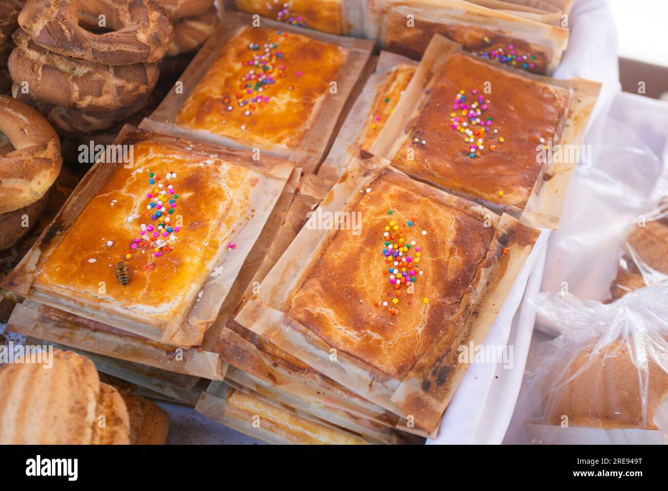 Sweet empanadas from the city of Cusco. Traditional sweet of Holy Week in Peru. Stock Photo