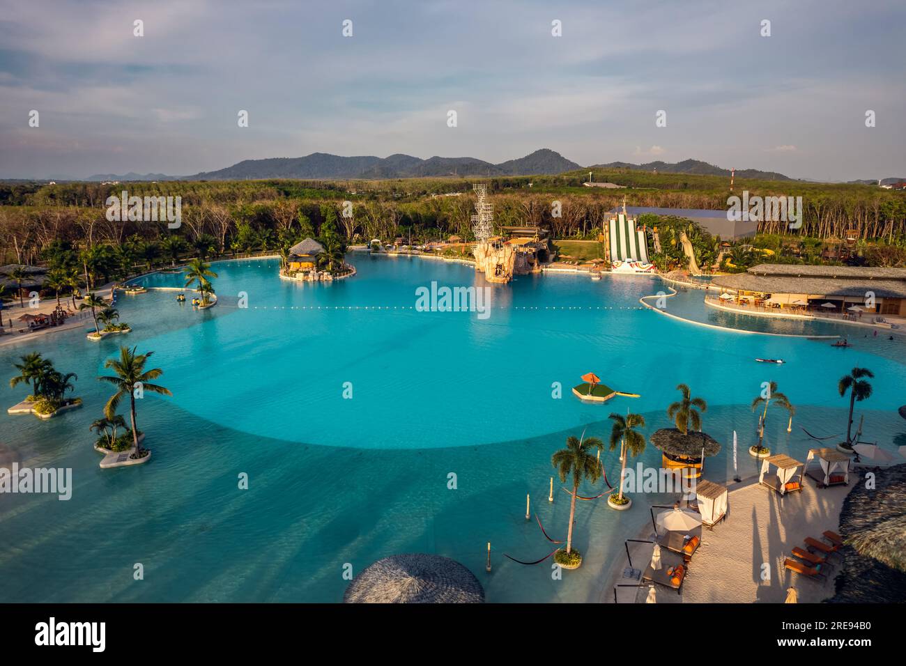 Aerial view of an immense water park in Phuket, Thailand. one of the