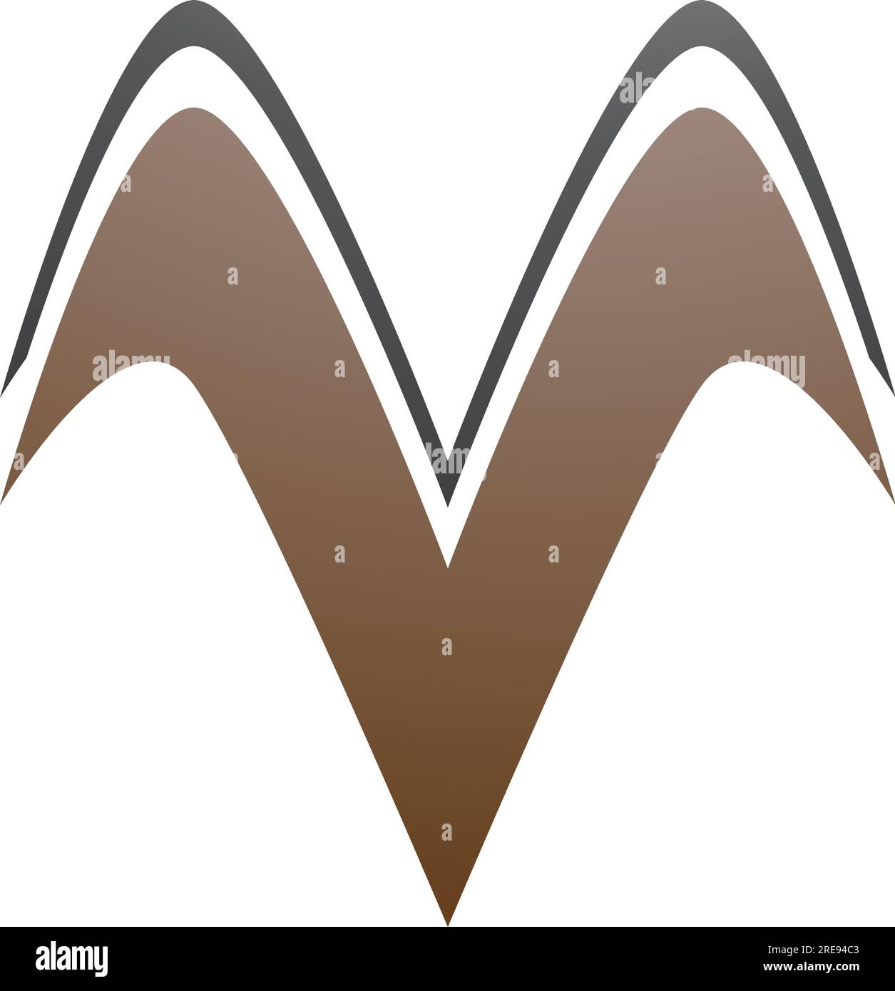 Brown and Black Wing Shaped Letter V Icon on a White Background Stock ...