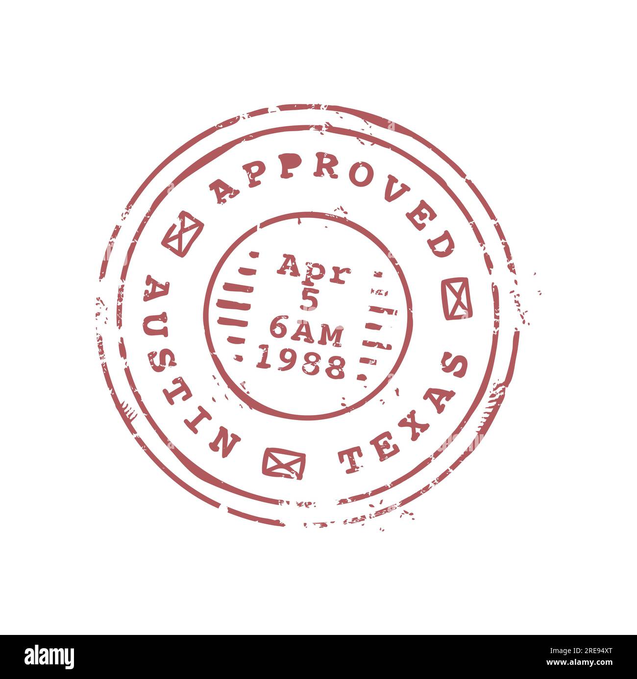 Texas Austin postage mark, mail post round seal, ink postmark with letter sign. Vector print on postcard, US America mail delivery international mail stamp Stock Vector