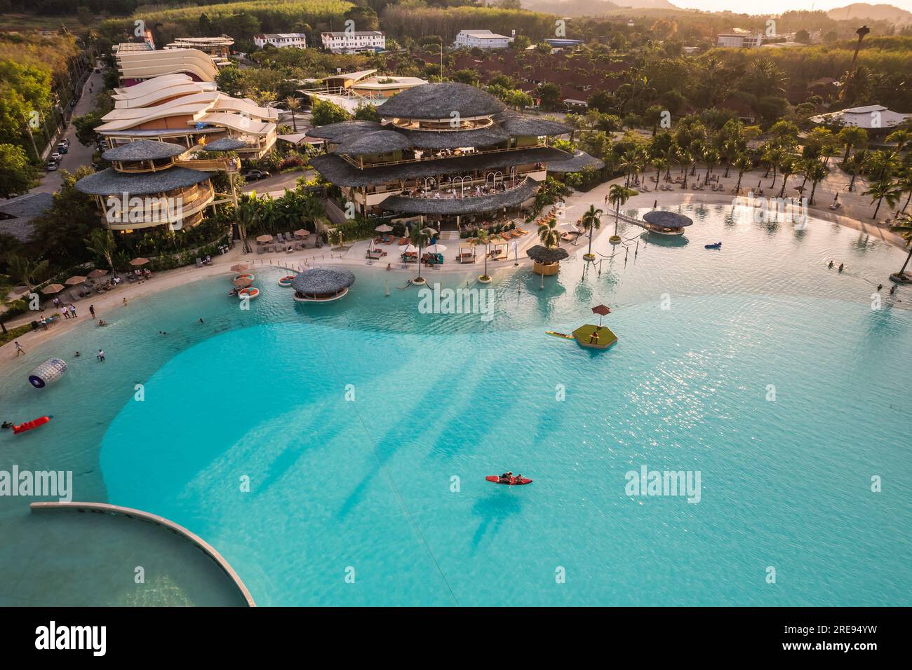 Aerial view of an immense water park in Phuket, Thailand. one of the