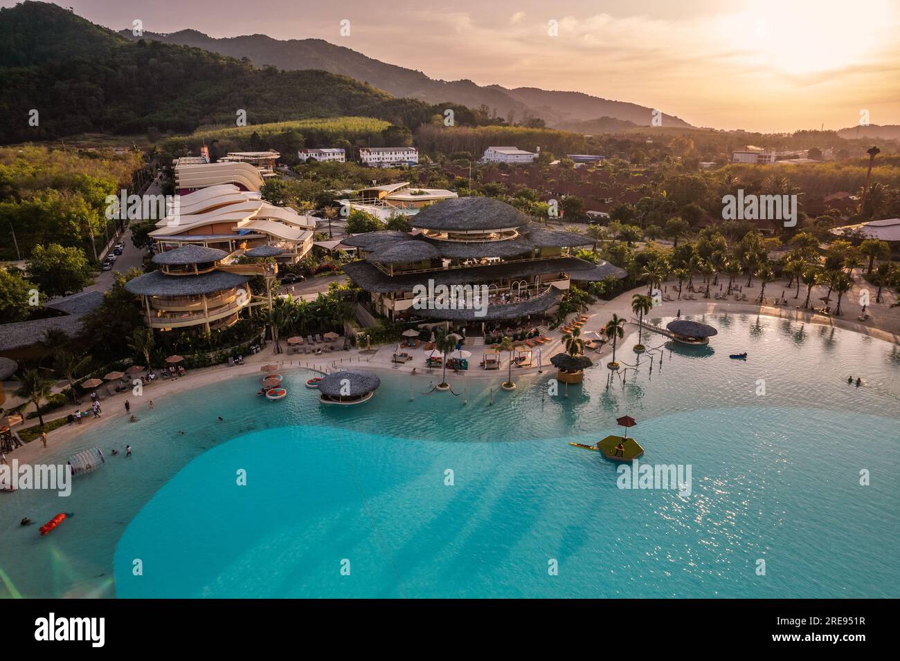 Aerial view of an immense water park in Phuket, Thailand. one of the