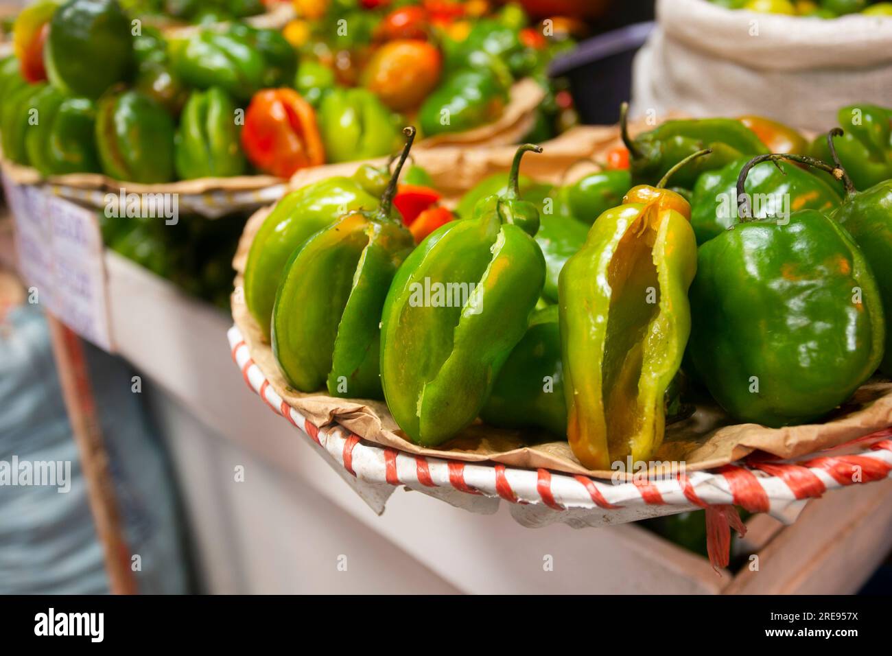 Rocotos are Peruvian chilies native to the Andean region of Arequipa. Stock Photo